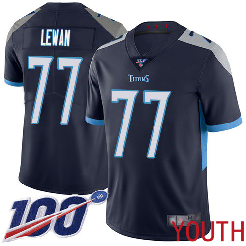 Tennessee Titans Limited Navy Blue Youth Taylor Lewan Home Jersey NFL Football 77 100th Season Vapor Untouchable